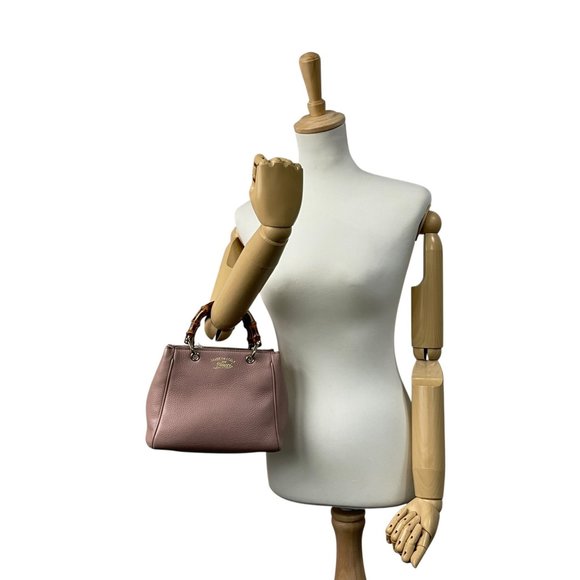 GUCCI Pink Leather Bamboo Shoulder Bag - Picture 4 of 16